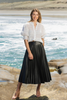 Newly arrived Harley Black Faux Leather Pleated Midi Skirt