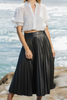 Newly arrived Harley Black Faux Leather Pleated Midi Skirt