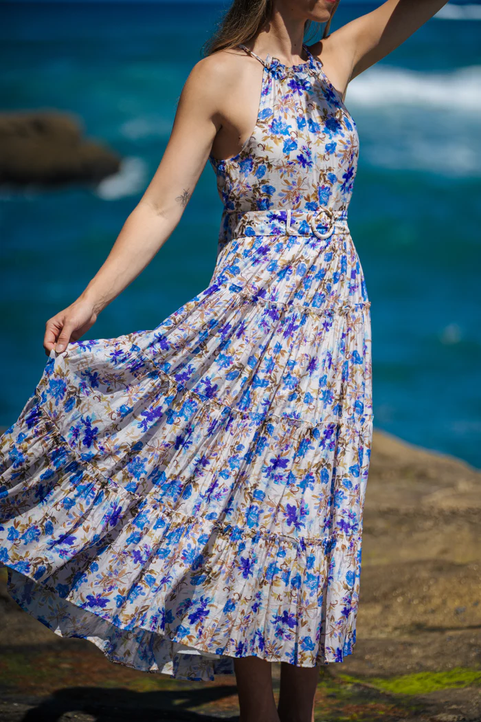 Amalfi Blue Floral Maxi Dress