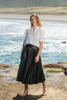 Newly arrived Harley Black Faux Leather Pleated Midi Skirt