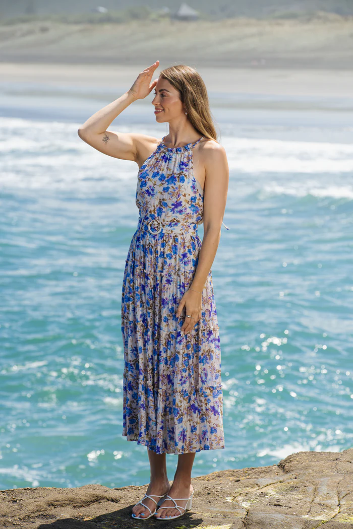 Amalfi Blue Floral Maxi Dress